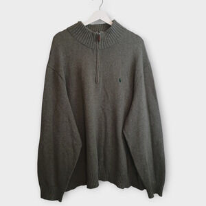 Polo Ralph Lauren Sweater Men 4XB Gray Zip Classic Minimalist Mock Neck Pullover